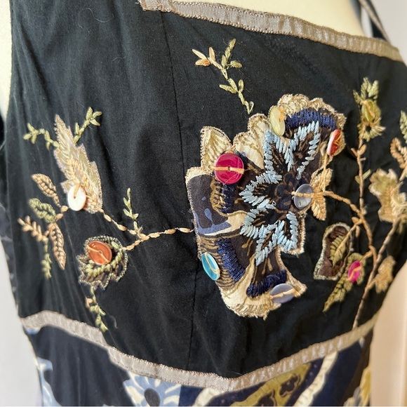 VASNA DRESS M BOHEMIAN FLORAL TIERED EMBROIDERED FESTIVAL ARTISANAL FEMININE - Picture 7 of 13